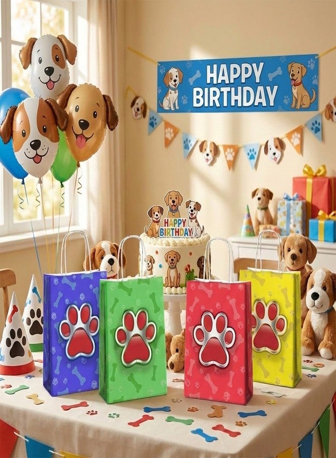 JOYGATHER 24 Pcs Paw Printed Party Favors Bags with Handles, Dog Goodie Gift Candy Treat Paper Bags with 4 Different Types for Baby Shower Birthday Party - Image 5